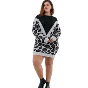 Brave Soul Simba Chevon Animal Print Sweater Dress Size 16